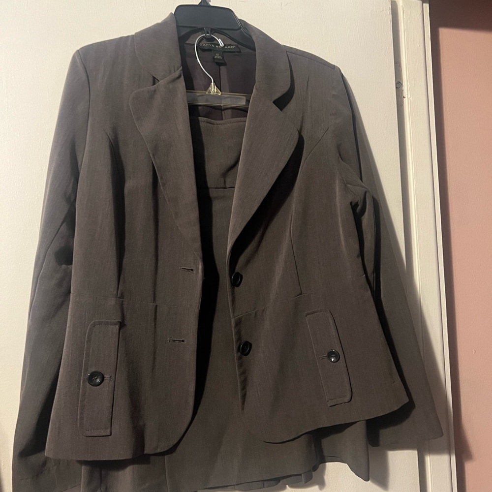 Women's Charcoal Gray Blazer and Skirt Set